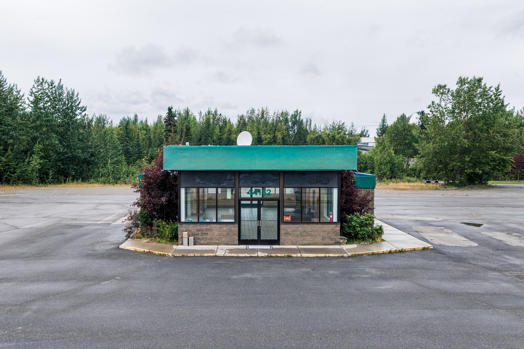 Direct front elevation of commercial building