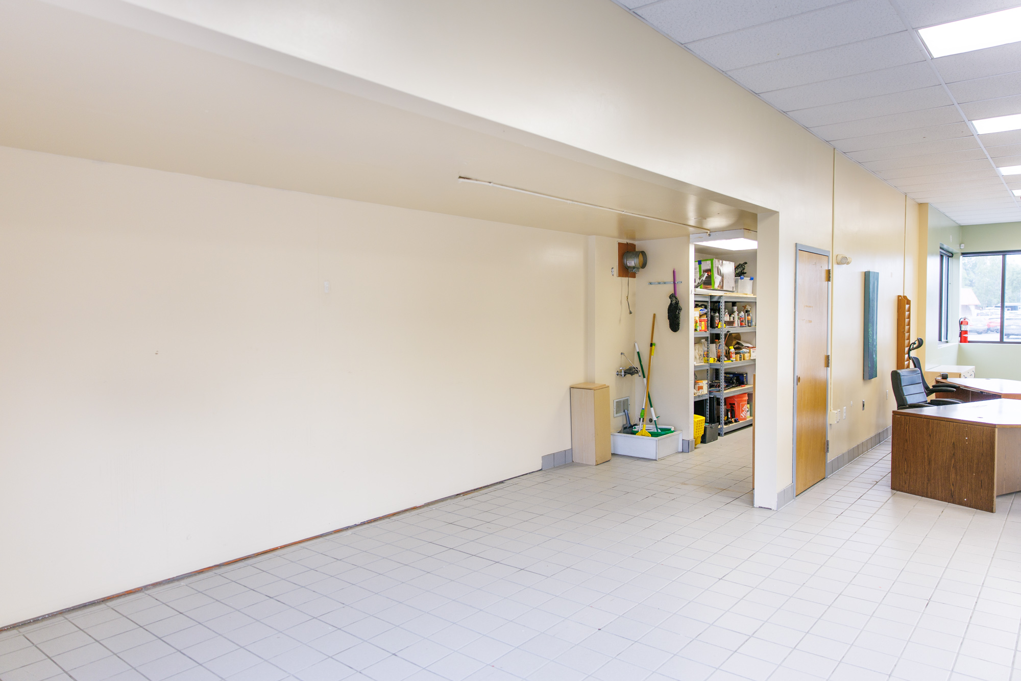 Sunlit commercial showroom interior